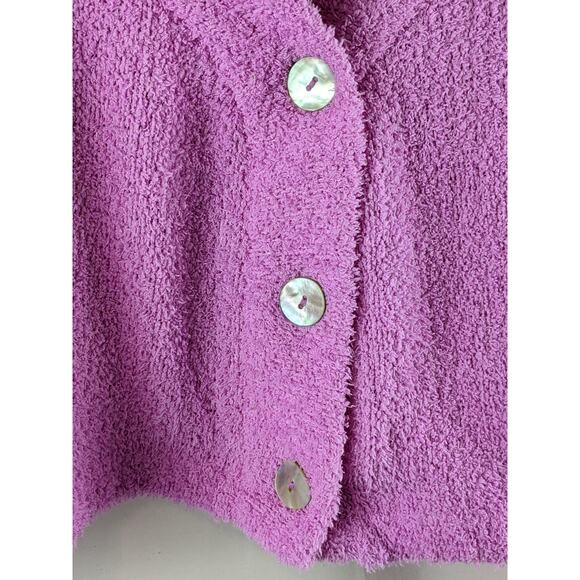 Wild Fable Cropped Cozy Shrug Cardigan‎ XS Violet Purple Button Up Fuzzy VNeck - Picture 5 of 11